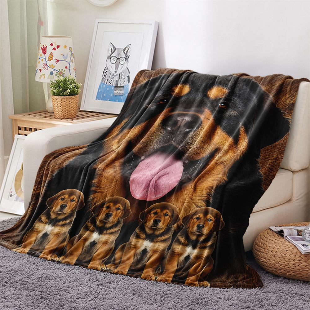 1Pc Tibetan Mastiff Dalmatian Print Flannel Blanket, High quality Comfortable for All Seasons, Home Decor, Warmth and Comfort, Perfect for Gifts