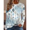3D Flower Butterfly Pattern Printed Casual Long Sleeved Women's T-shirts - Soft Medium Stretch Polyester Fabric Spring and Autumn Relaxed Fit Clothing