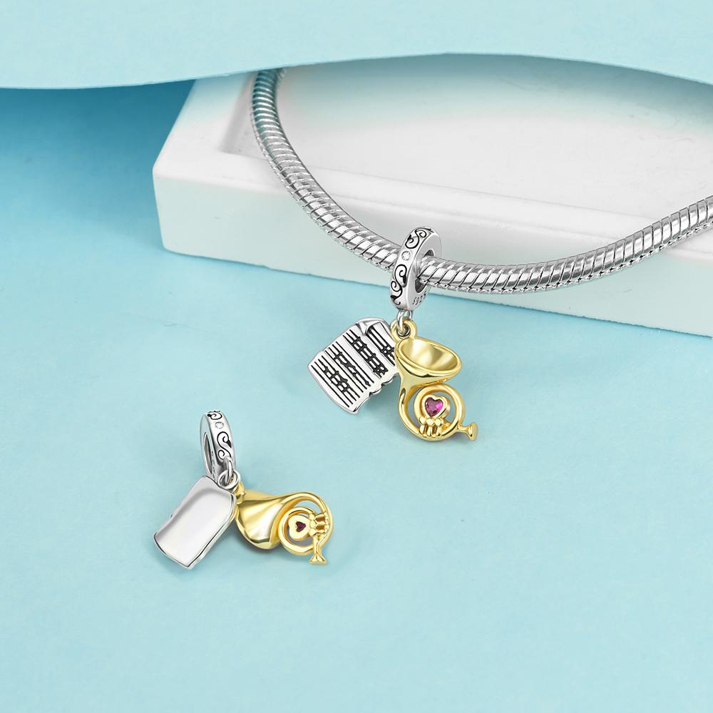 Charms Perlen Kupfer Grammophon Waldhorn Noten Schlagzeug Band Anhänger Perlen Passen DIY Armbänder Schmuck Geschenk