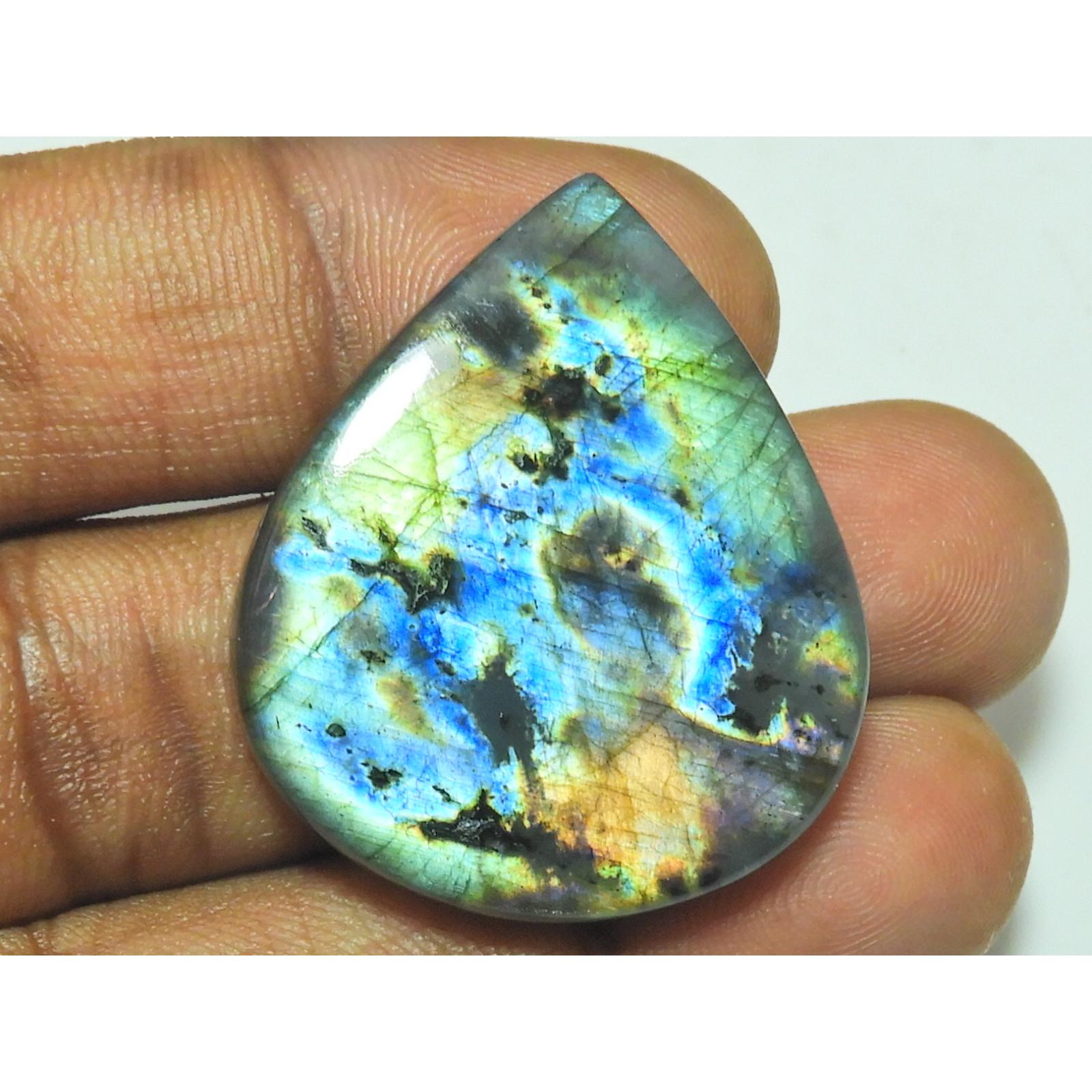 

31X35MM Natural Labradorite Purple Spectrolite Pear Cabochon Loose Gemstone SK-3278