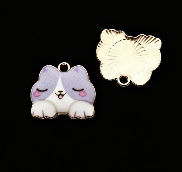 Alloy Drip Oil Cat Pendant, 18x16mm - Cute DIY Korean Style Jewelry Accessory