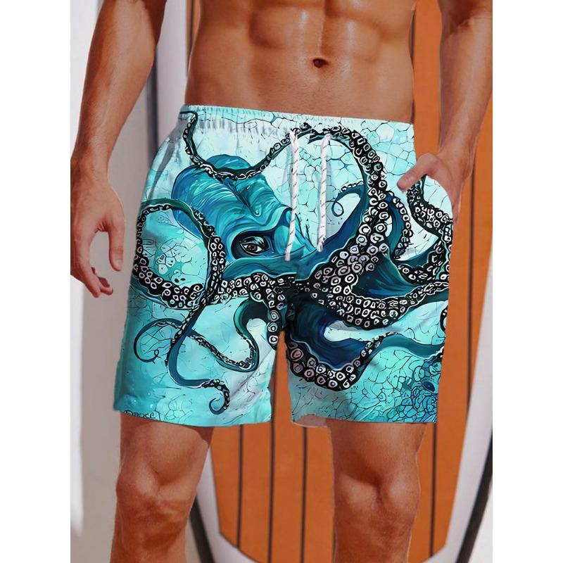 Sommer 3D-Druck Ukiyo-E Fierce Dragon Druckshorts Herren Boardshorts Badehose Kordelzug Atmungsaktiv Kurz