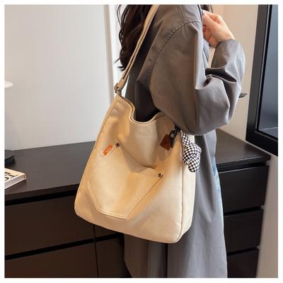 Women's Leather Canvas Bag Large Capacity Feminine Bag  High Quality