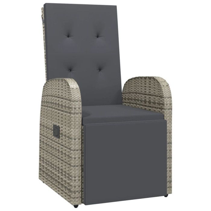 319538 vidaXL Chaises de jardin inclinables coussins 2pcs Gris Résine tressée