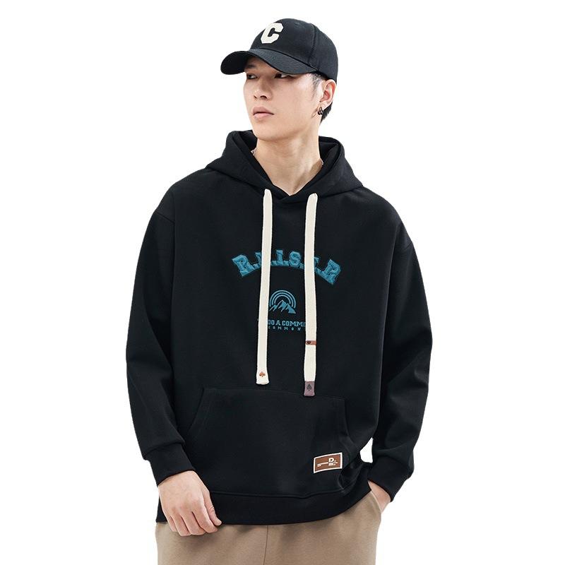 Autumn Retro Heavy Solid Color Hooded Sweater Men'S Loose Large Size Trend Casual Red Long-Sleeved Top Tide