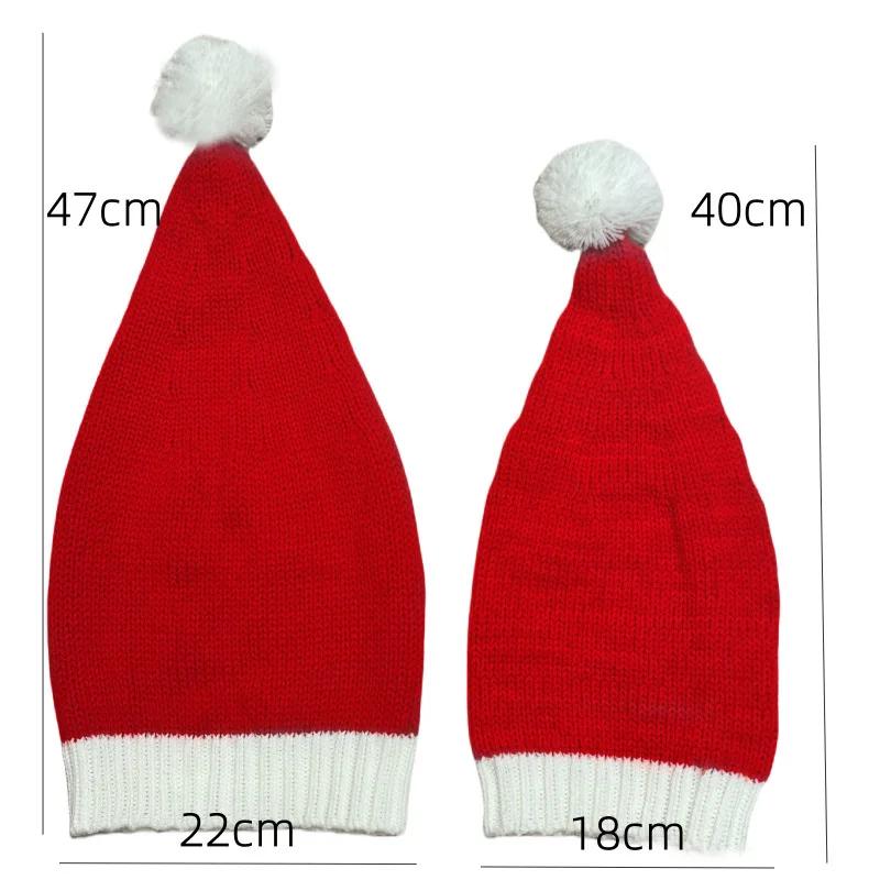 2025 Knitted Christmas Hat Cute Pompom Adult Kids Soft Beanie Santa Cap New Year Party Dress Up Hats Children Festival Gifts