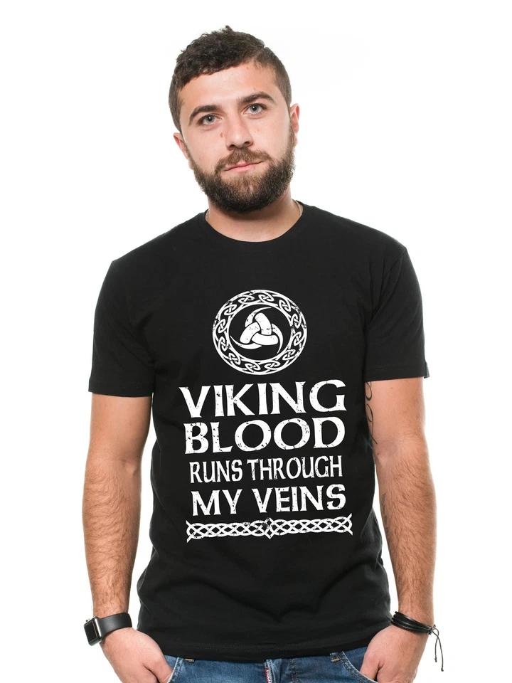 

Mens Viking T-Shirt Viking Blood Shirt Nordic DNA Shirt Norse Heritage Tee L