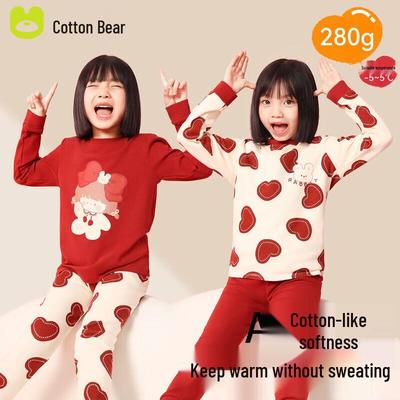 Girls' Autumn/Winter Cotton Thermal Underwear Set