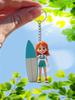 Cute Cartoon Surfing Skateboard Girl Keychain - Perfect for Holiday Pendants, Keychain Bag Backpack Pendants, Car Key Pendants