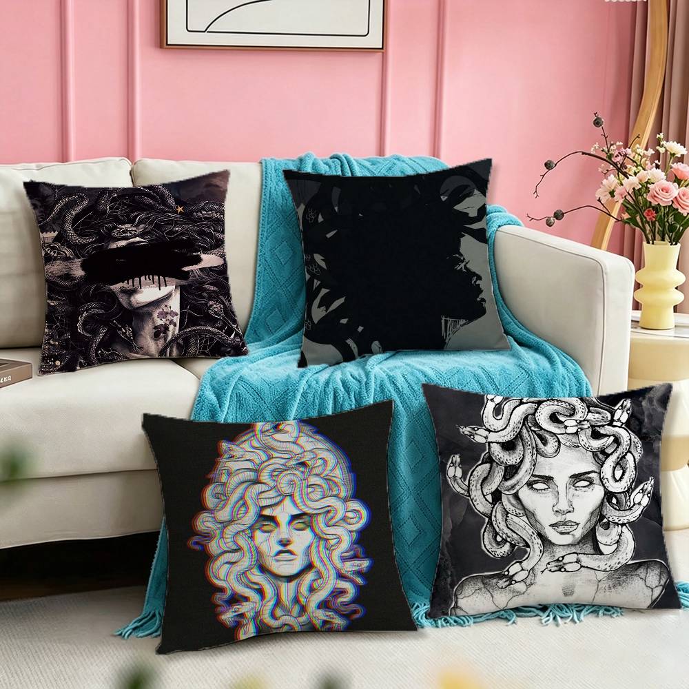 Greek Mythology Art Medusa Phone Square DoubleSided Printed Pillow Case Bedroom Bedside Pillow Sofa Cushion Cover