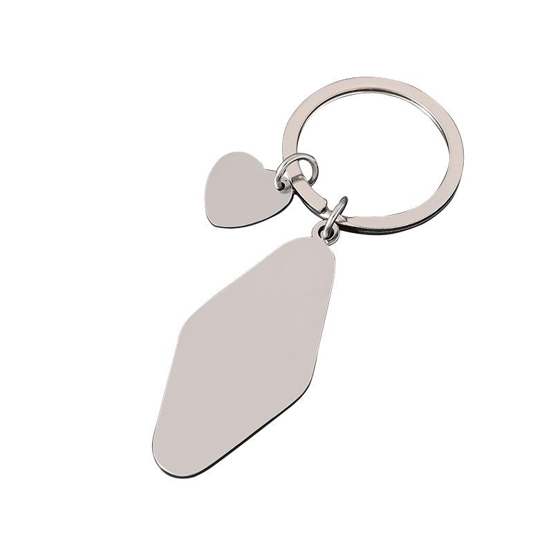 Stainless Steel Rhombus Laser-Engraved Color Keychain Gift