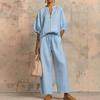IHUASU Women's Fashion Casual 3/4 Sleeves Pants Suits