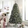 Artificial Christmas Tree 180cm with 910 Branches with Snow, 58 Pine Cones and Foldable Metal Stand, Easy Assembly, Green
