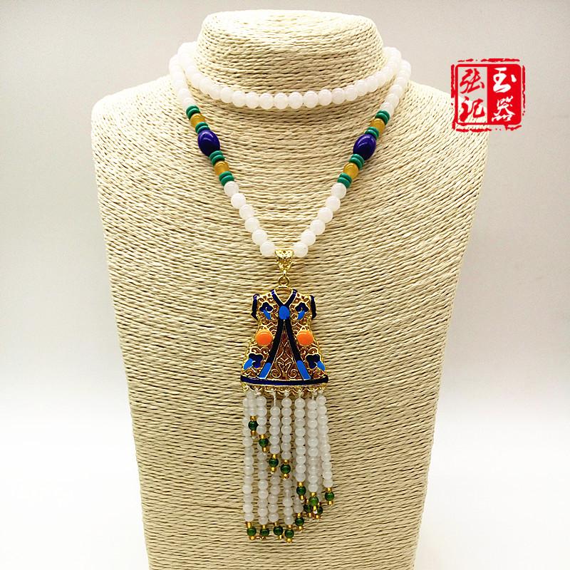 Cloisonné Conch Stone Sweater Necklace - Ethnic Style Pendant Cartoon Character