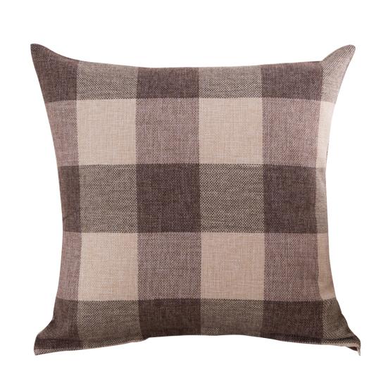 45cm Plaid Print Flax Square Pillowcase Pillow Cover Cushion Case Home Decor