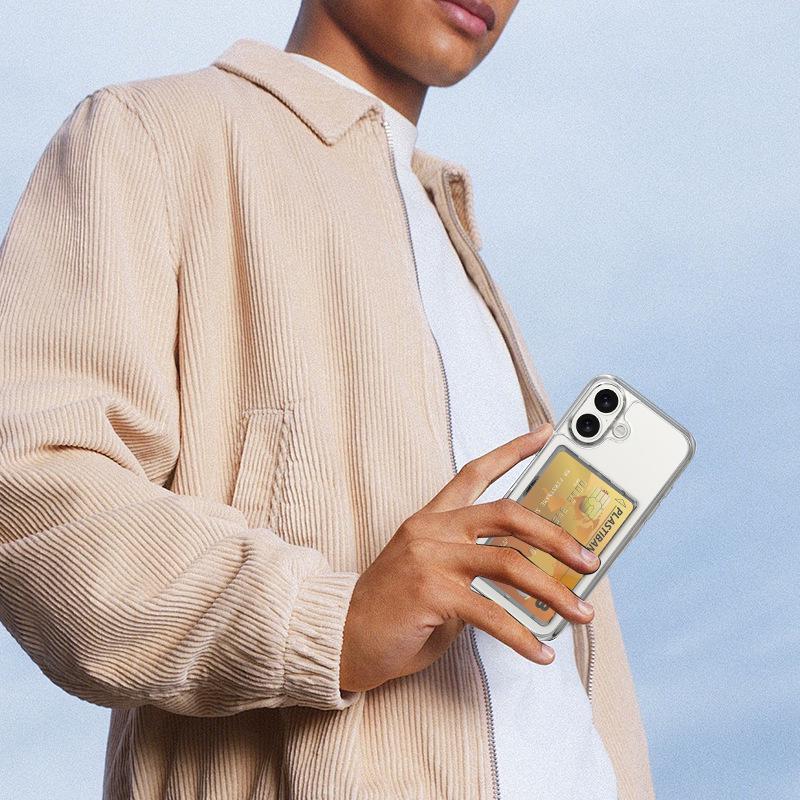 Minimalistischer magnetischer Magsafe-Kartenhalter: Transparentes PC Dual-Kartenetui mit Seitenschiebe-Design