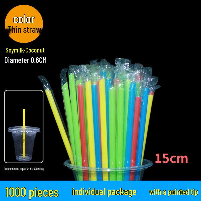 Ruhan High-Temp 15cm Colorful Disposable Thin Straws (1000 Pcs)