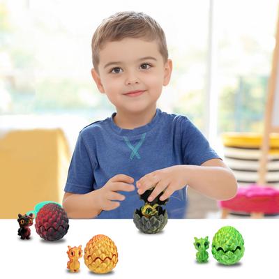 2 יחידות פסלון ביצת דרקון מודפס בתלת מימד דמות דרקון מיניאטורית צעצוע פידג'ט ביצת דרקון עם דרקון מיניאטורי בפנים קישוט תכשיט