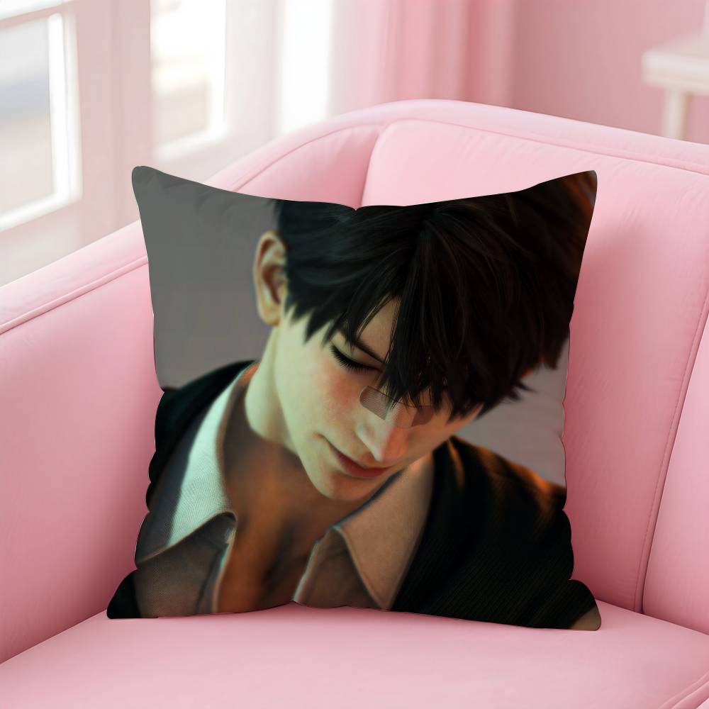 Anime C-Caleb Love And Deepspace Game Pillow Case Anti-dustmite Pillowcase Invisible zipper silky short plush Sofa cushion cover