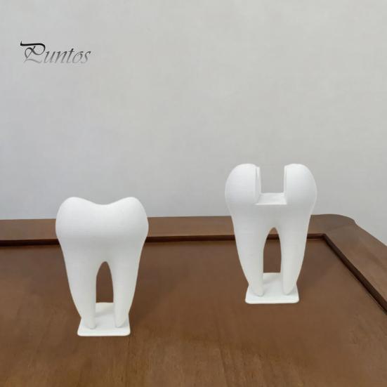 Creative Card Holder 3D Printed Business Holder, Tooth Shaped Matte White Organizer, Medical Style Desk Accessory Minimalist Ornament for Dental