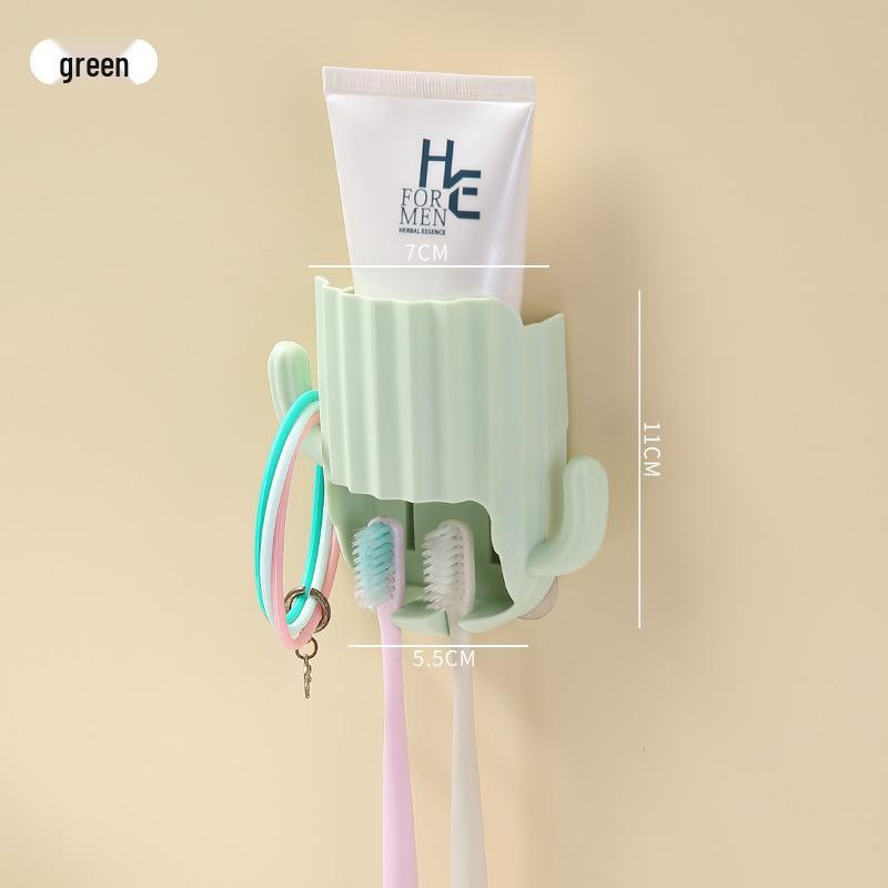 Cactus Suction Wall-Mounted Toothbrush Holder - Punch-Free Storage Rack