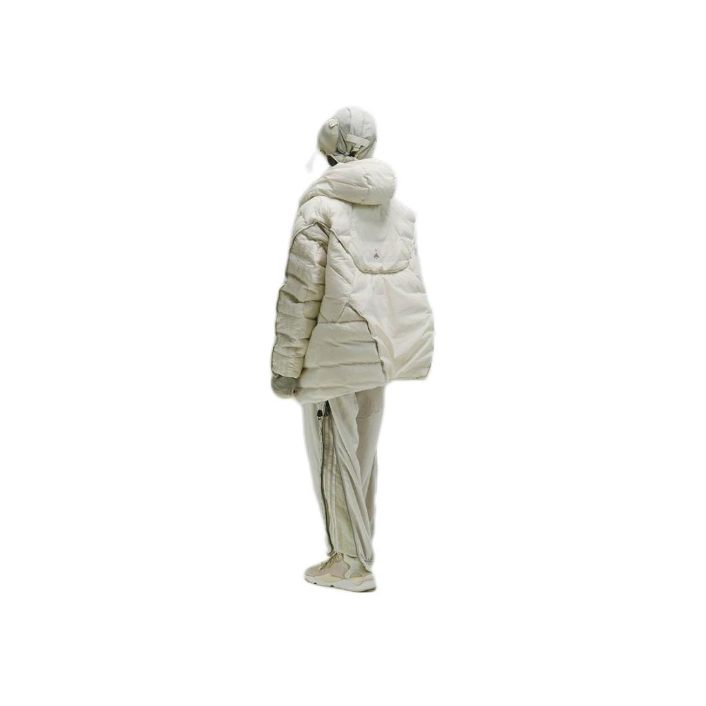 Adidas Originals X Hamcus Collaboration FW23 Solid Color Quilted Logo Drawstring Hooded Zipper Down Jacket Unisex Outerwear White IU4837