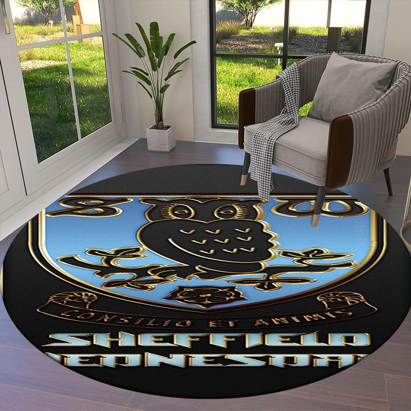 Sheffield Wednesday Football Club Round Area Rug,Carpet Rug for Living Room Bedroom Sofa Playroom Decor,Non-slip Floor Mat