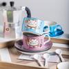 Coffee Cup Waterware Lucky Cat Dish Saucer Spoon Set Gift Box Japanese Green Handle Cartoon Tea Drinkware Home Kitchen Supplies
