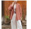 Ramie Sand-Washed Zen Style Hanfu Top – Women's Spring Edition, Cross-Collar, New Chinese Tea Art Design