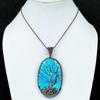 Tree Of Life Turquoise Pendant, Handmade Gemstone 999 Copper Wire Wrap Pendant Antique Jewelry, For Gift Copper Jewelry
