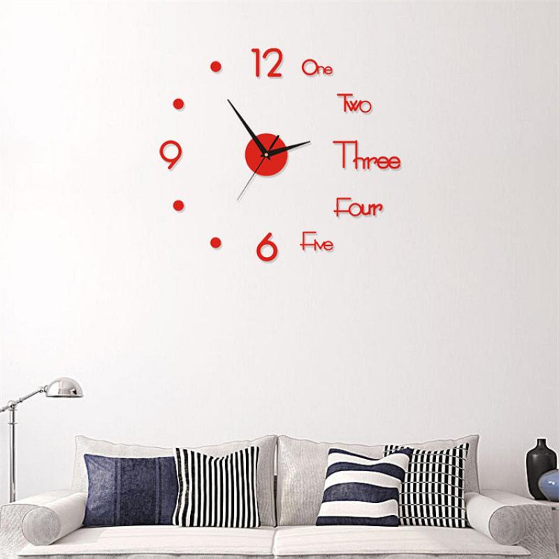 Nordic Silent DIY Wall Clock Creative Living Room Bedroom Decorative Clock Acrylic Number Clock Wall Sticker Clock