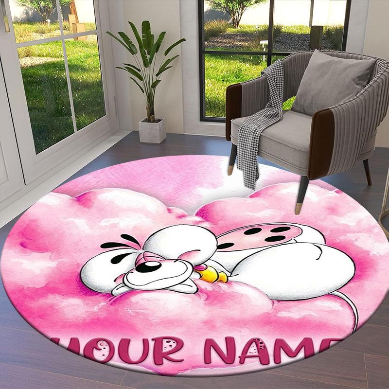 Diddl Custom Name Round Area Rug,Carpet Rug for Living Room Bedroom Sofa Playroom Decor,Non-slip Floor Mat