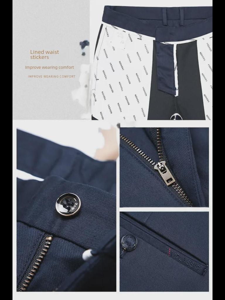 Calças de Conforto de Fibra de Bambu para Homem Four Seasons - Tamanho Grande, Corte Solto, Retas, Calças Casuais para Negócios