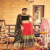 Vibrant Multi-Tiered Lehenga Set with Embellished Top & Dupatta