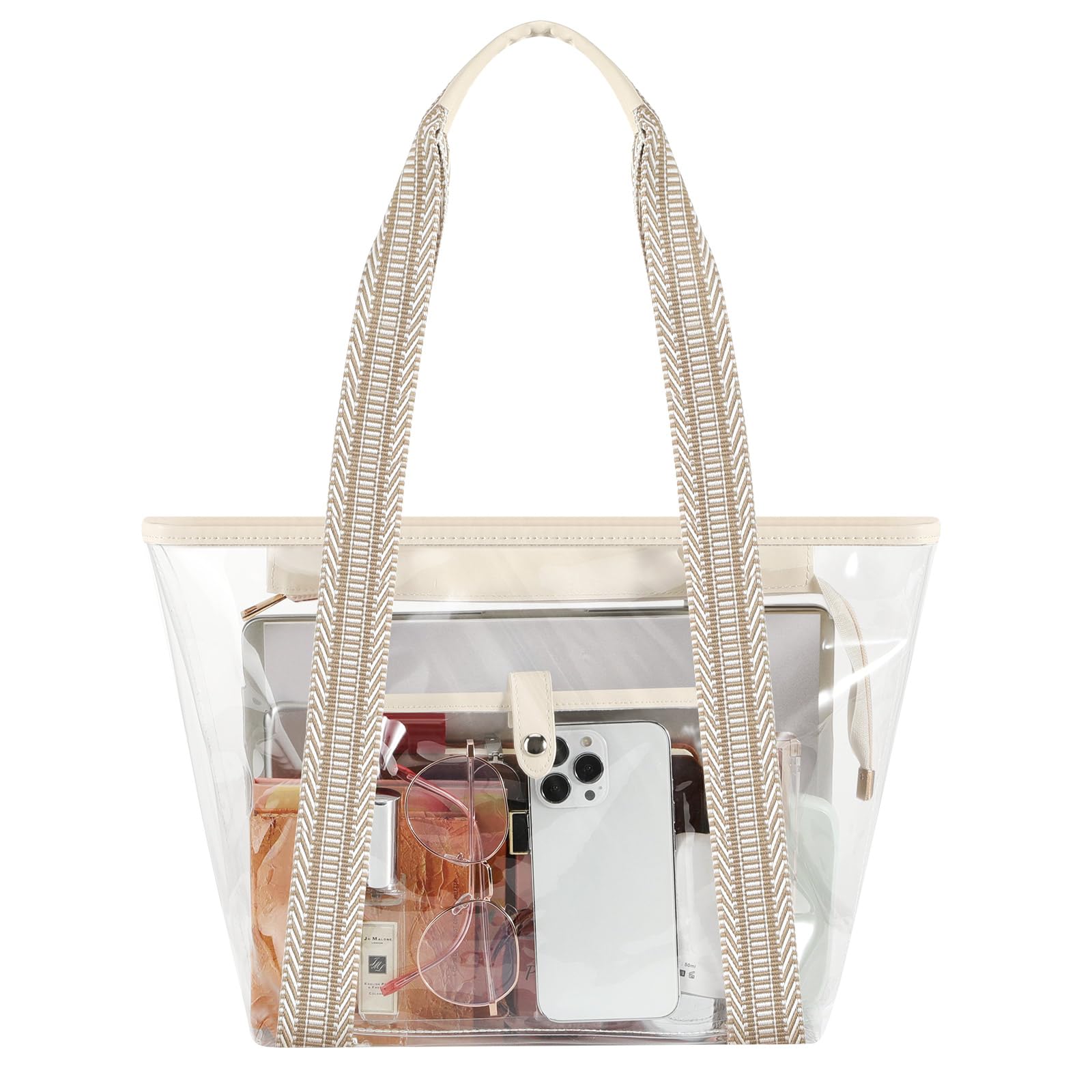 Прозрачная сумка-тоут MoKo, Женская виниловая ПВХ сумка через плечо, Большая вместимость, Водонепроницаемая, Унисекс, Сумка для стадиона, Идеально для концертов, фестивалей, пляжа,