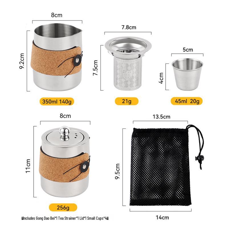 Gongziyu Portable Outdoor Stainless Steel Tea & Kettle Set