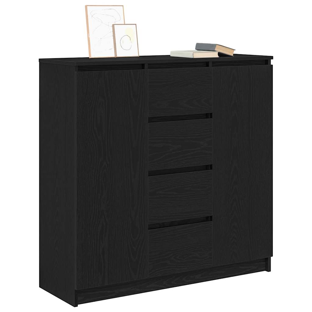 Sideboard with Drawers Black Oak Effect 100.5 x 35 x 98.5 cm