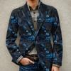 Men's Halloween Print Corduroy Warm Pocket Blazer Jacket Casual Suit Coat Lightweight Buttoned Front Outerwear for Fall Winter