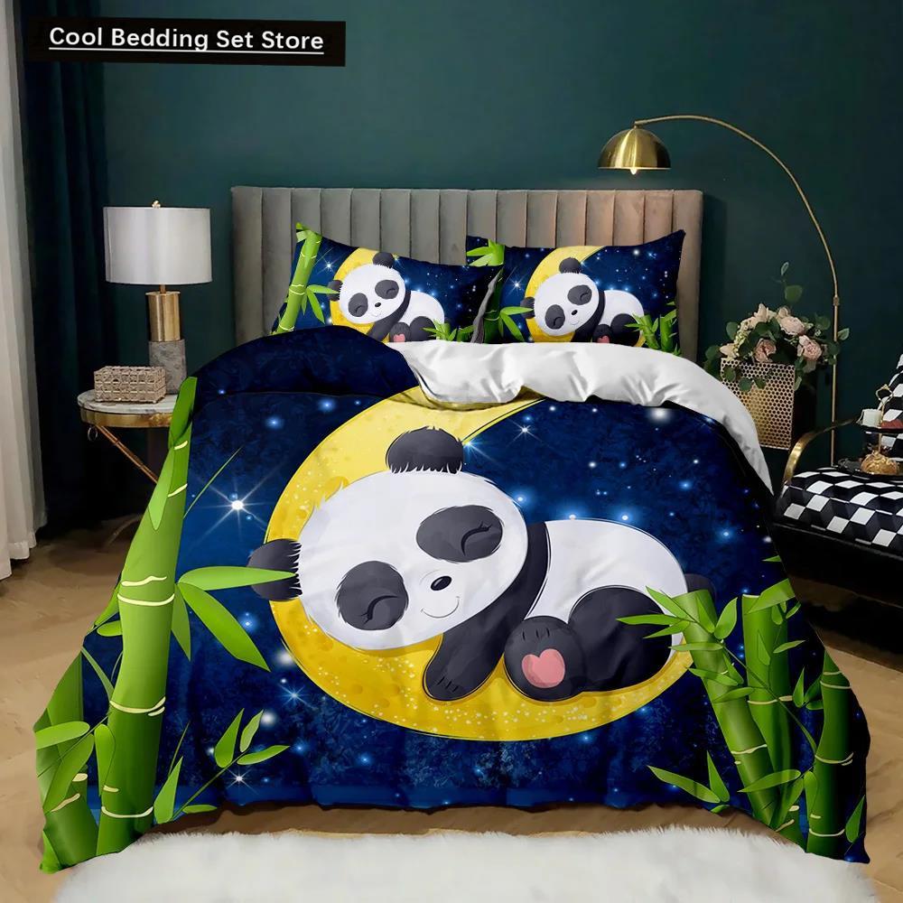

Пододеяльник с изображением панды, милый комплект постельного белья с изображением животных для детей, мальчиков и девочек, мультяшная гигантская панда, полиэстеровый чехол для одеяла с изображением медведя и дикой природы (135x200cm)