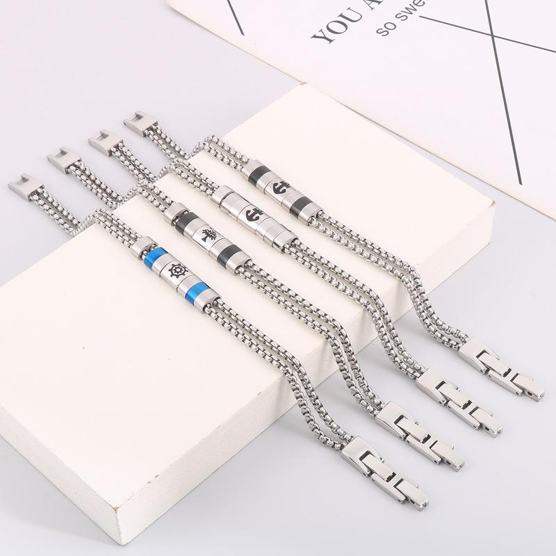 Double -Buckled Jewelry Buckle Couple Titanium Steel Element Bracelet