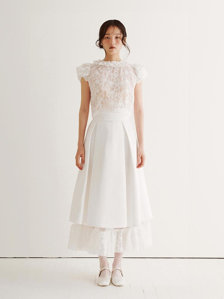 Ganiesong Bridal Twist Puff Two-Piece Dress_White