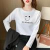 T-shirt ample à manches longues en pur coton pour femme - Nouveau pour Printemps/Automne 2024, Design amincissant couvrant le ventre