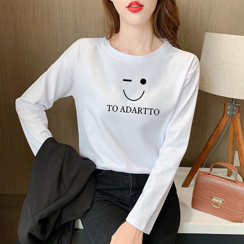 

Женская свободная футболка с длинными рукавами из чистого хлопка — новинка сезона весна/осень 2024 г., утягивающий дизайн, закрывающий живот XL