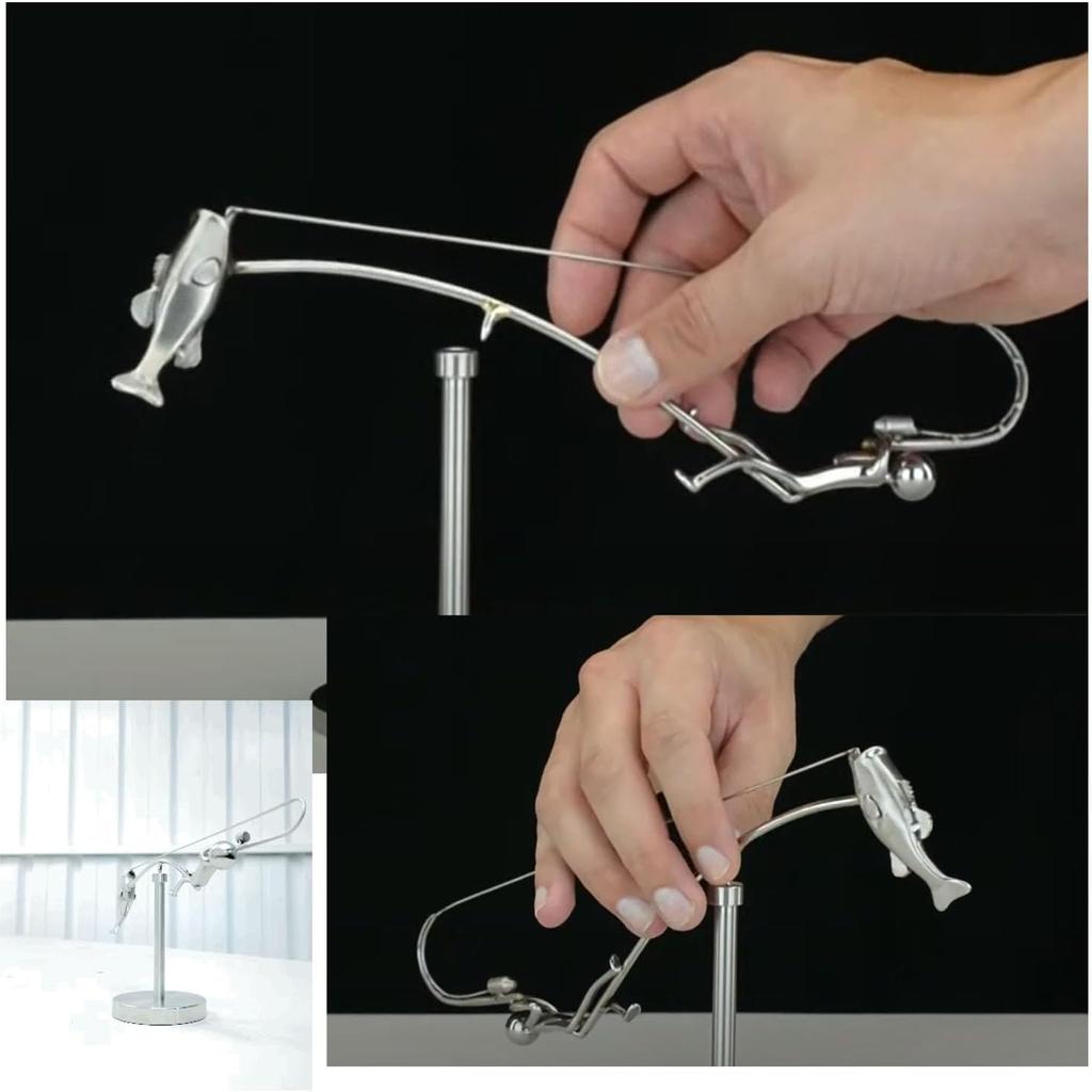 Rybář Ocelová Balanční Socha Hračka Kinetické Umění Tumbler Kinetický, Balancující Dekompresivní Věda Psychologie Domov Kancelář Hračka Stolní Dekorace