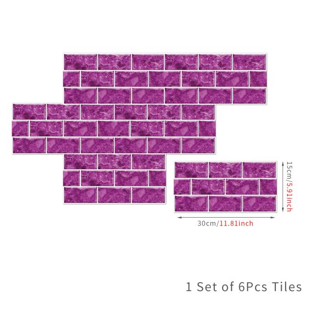 6Pcs 15X30cm DIY 3D Marble Mosaic Wall Stickers Imitation Brick Bedroom Decoration Waterproof Self Adhesive Tile Wallpaper Kitchen Cupboard Decor