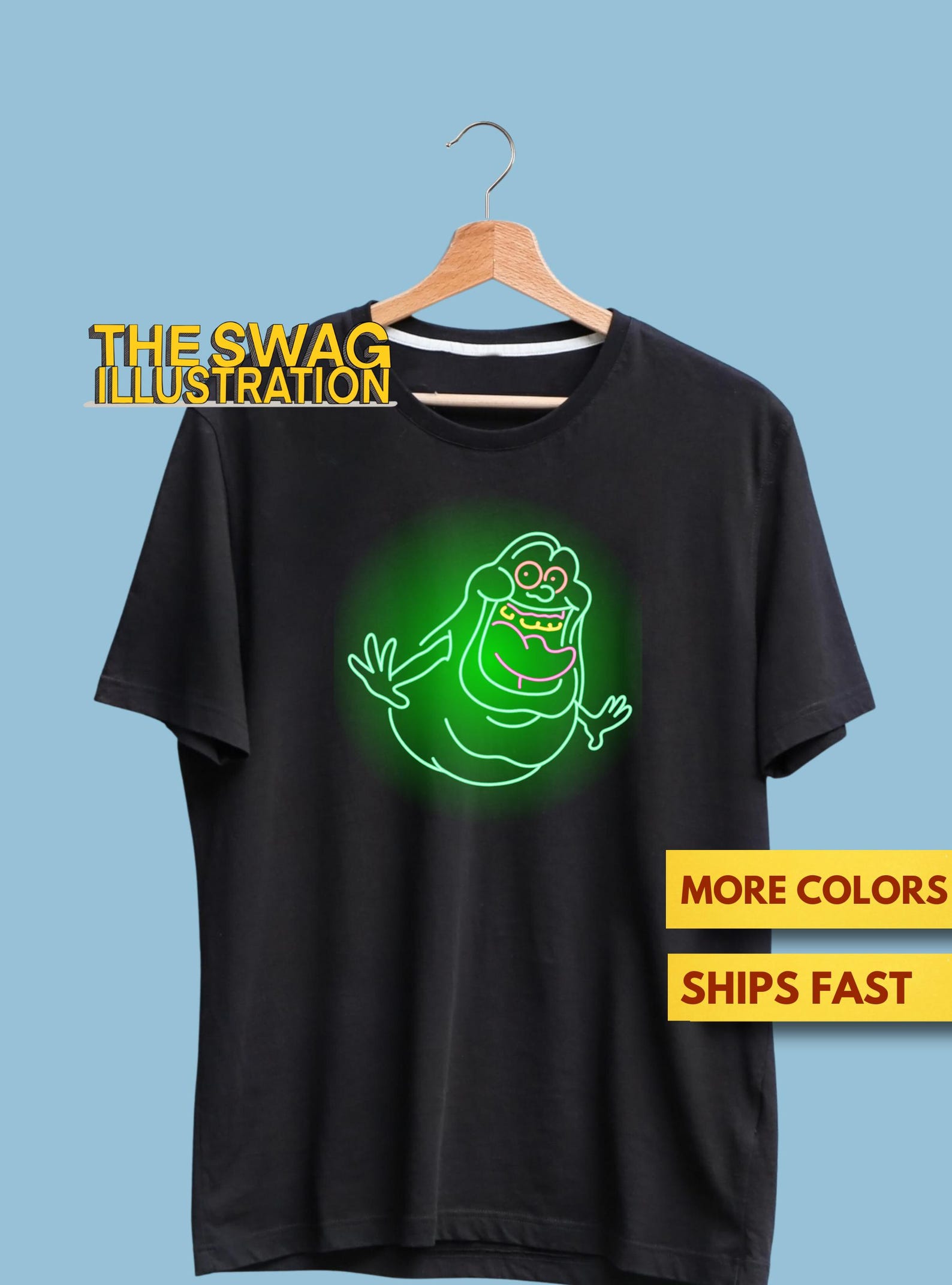 Neon GhosT shirt, Scary Glowing Neon GhosT shirt, Funny & Spooky Slimer Shirt, Ghostbusters Movie Fans Halloween Gift Soft Premium Tee S