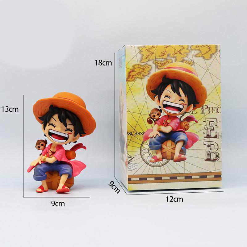 13cm One Piece Anime Figure Sitting Laughing Luffy Action Figures Kawaii Sanji Zoro Figurine Room Car Ornaments Collection Toys