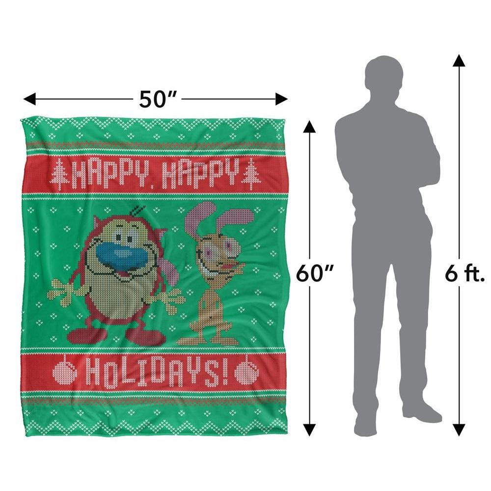 Ren & Stimpy Silky Christmas Sweater Holiday Supersoft Blanket