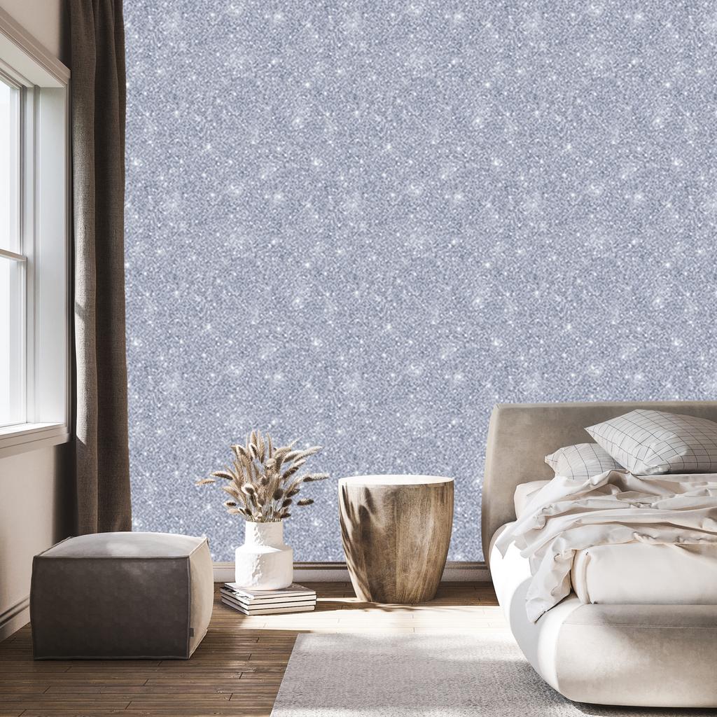 Blue and light gray glitter wallpaper for living room and bedroom 50x1000