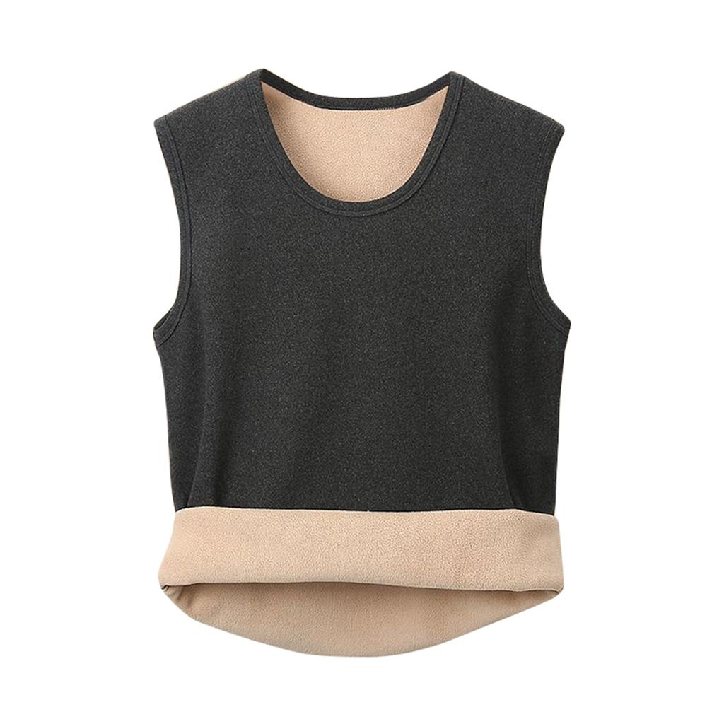 Men's Solid Color Plus Velvet Warm Vest Bottoming Shirt Men's Casual Plus Velvet Vest Bottoming Shirt